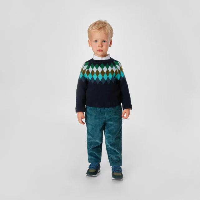 Жакардов пуловер за момченце