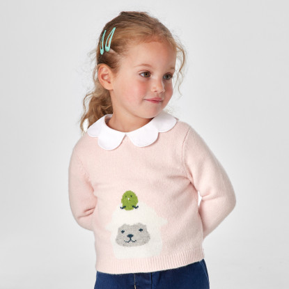 Бебешки пуловер с шарка овчици за момиче