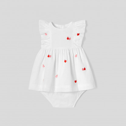 Бродирана поплин рокля за бебе момиче