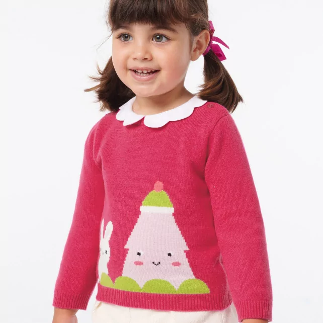 Коледен пуловер за малко момиче