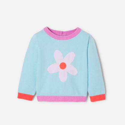 Пуловер с цвете за малко момиче